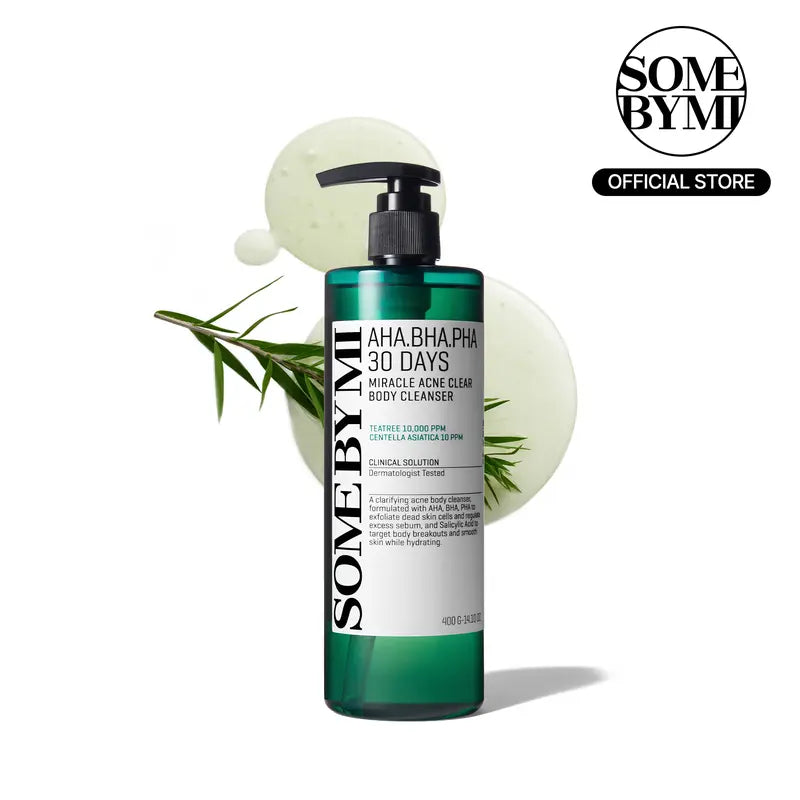 AHA BHA PHA 30 Days Miracle Acne Clear Body Cleanser 13.5oz - Korean Skincare - Back Acne Treatment, Body Odor Control & Gentle Exfoliating Body Wash